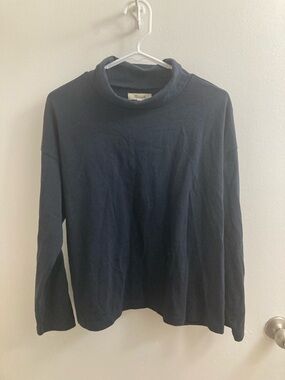 Madewell Navy Mock Neck Long Sleeve Tee